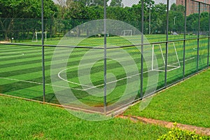 Soccer field behind the fence