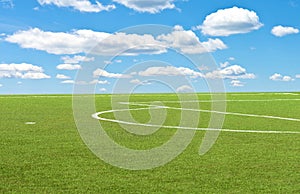 Soccer field and blue sky
