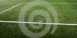 soccer field for championship.The marking of the football field on the green grass. White lines no more than 12 cm or 5
