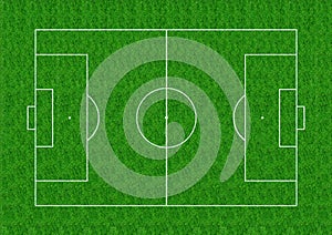 Soccer field layout on green grass background