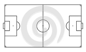 Soccer field in line style. Football pitch. Black outline court and stadium on white background. Icon for football match, league