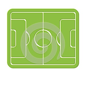 Soccer field marking logo, empty stadium icon, green grass, football lawn, web game graphics element. Playground vector