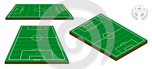 Soccer field markings lines, football playground in isometric. Sports ground for active recreation. Vector