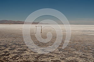 A soccer field in the middle of Llas salinas grandes photo