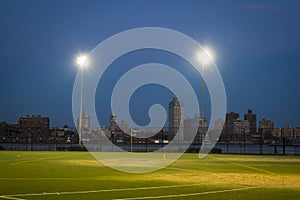 Soccer field at night, New York City