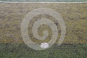 Soccer field at the penalty spot