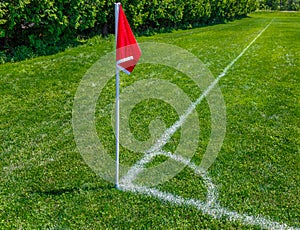 Soccer Field Pitch Red Flag