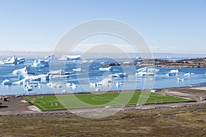 Soccer Field in Qeqertarsuaq, Greenland photo