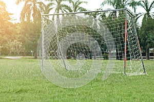 Soccer field with red gate