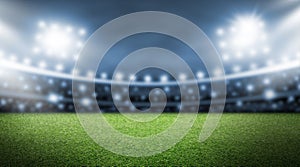 Soccer field and spotlight background in the stadium