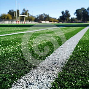 Soccer Field With White Line in Grass