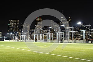 Soccer fields in front of NYC skyline