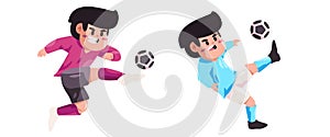 Soccer football action play shoot kick ball character sport athlete cartoon