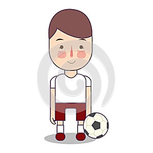 Soccer football athlete with ball. Sport man avatar vector illustration of character on white background. boy standing