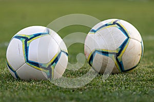 Soccer or football  ball on a grass