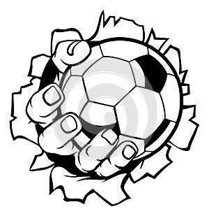 Soccer Football Ball Hand Tearing Background