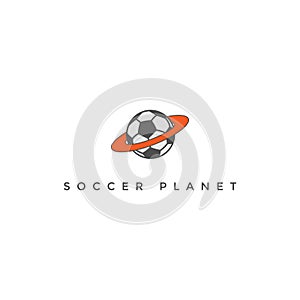 Soccer Football Ball Planet for Sport Store Team Club Logo Design Vector