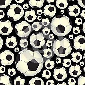 Soccer and football balls dark seamless vector pattern eps10