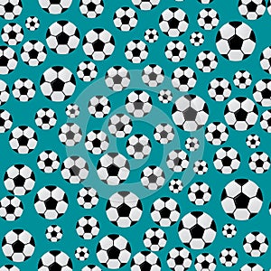 Soccer or football balls seamless pattern. Sport game background. Vector template for fabric, textile, wrapping paper