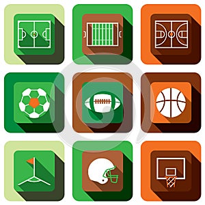 Soccer football and basket ball icon set