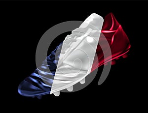 Soccer football boot with the flag of France printed on it