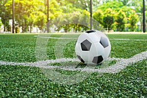 Soccer Football on Corner kick line