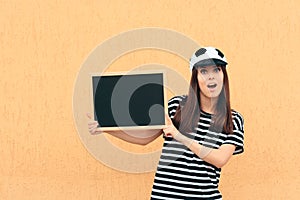 Soccer Football Female Fan Holding Score Board