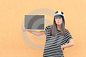 Soccer Football Female Fan Holding Score Board