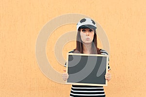 Soccer Football Female Fan Holding Score Board