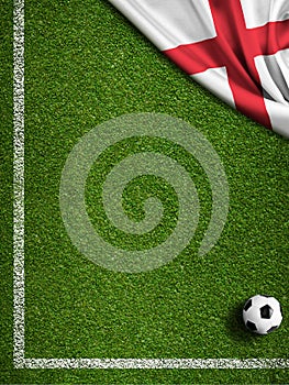 Soccer or football field with flag of England