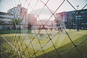 Soccer Football field in high school for sport education and school sport activity concept