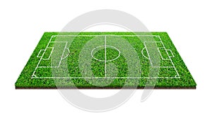 Soccer football field isolated on white background with clipping path. Soccer stadium background with line pattern and of green