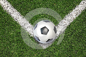 Soccer football field stadium grass line ball background texture