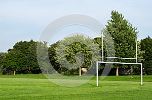 Soccer/Football Field Surrounded by Lush Greenery