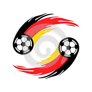 Soccer or football with fire tail in Germany flag.