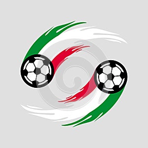 Soccer or football with fire tail in Italy flag.