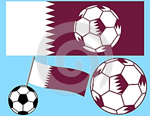 Soccer Football with Flag of Qatar