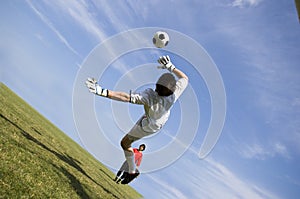 Soccer Football Goal Keeper making Save