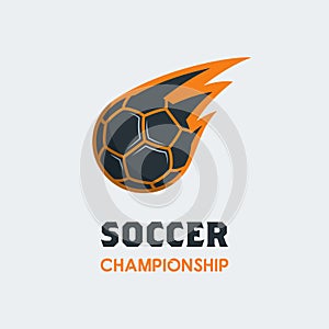 Soccer Football Logo Template. Modern Sport Ball Emblem with Swoosh Effect on a Light Background