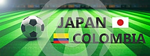Soccer, football match, Japan vs Colombia. 3d illustration