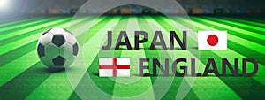 Soccer, football match, Japan vs England, 3d illustration