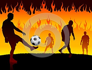 Soccer/Football Player on Hell Fire Background