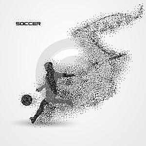 Soccer football player of a silhouette from particle.