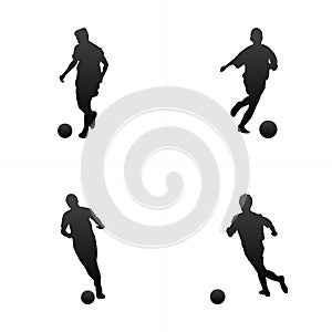 Soccer football player silhouette vector background set.