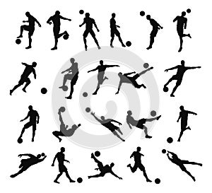 Soccer football player silhouettes photo