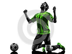 soccer football player young happiness joy kneeling man silhouette