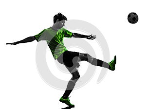 Soccer football player young man kicking silhouette