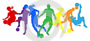 Soccer Football Players People Silhouettes Concept