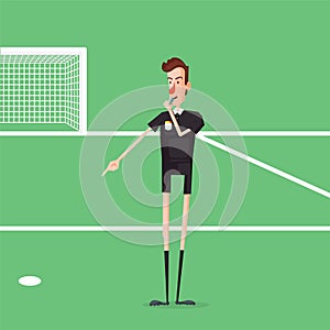 Soccer / Football Referee Showing On Penalty Spot.