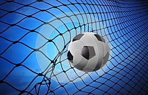 soccer football shoot into goal net